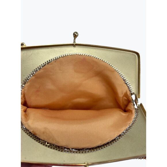 Vintage Whiting & Davis Gold Mesh Evening Purse Hinged Frame Clutch With Fringe - Picture 4 of 11